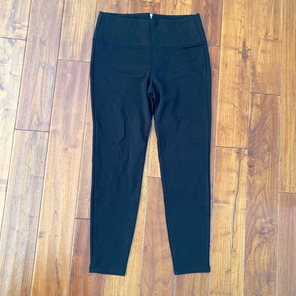 bebe Tuxedo Dress Pants Size L Black Tapered Leg Back Zip Flat Front Capsule